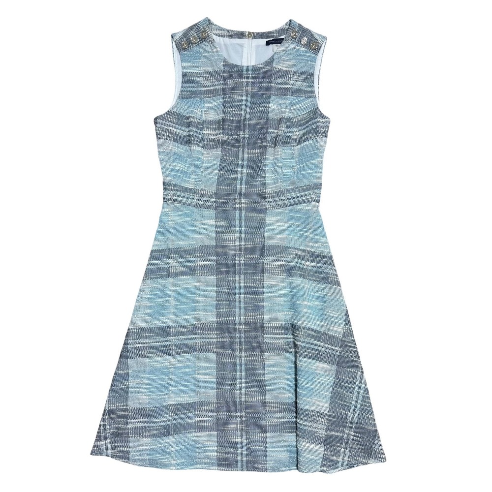 Tommy Hilfiger Dress Womens 2 Blue Plaid Fit Flare Sleeveless‎ Lined Work Career